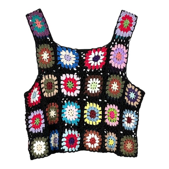 John & Jenn Navid Crochet Granny Square Crop Tank Top - Picture 2 of 9